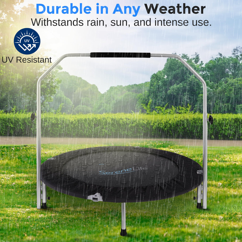 SereneLife 40" Foldable Mini Trampoline – Fitness Rebounder with Handle