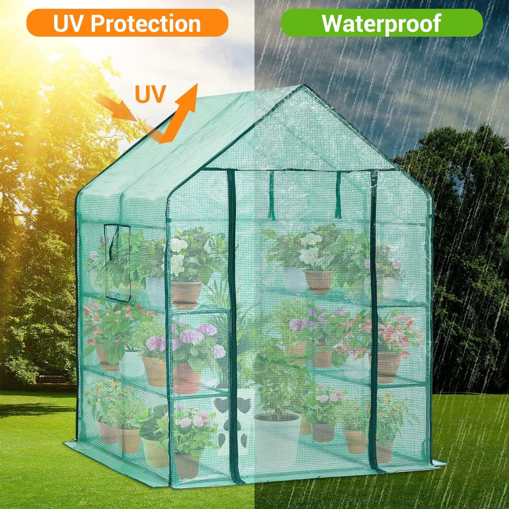 Ohuhu Walk-in Greenhouse – 3 Tiers 12 Shelves Heavy Duty Growhouse
