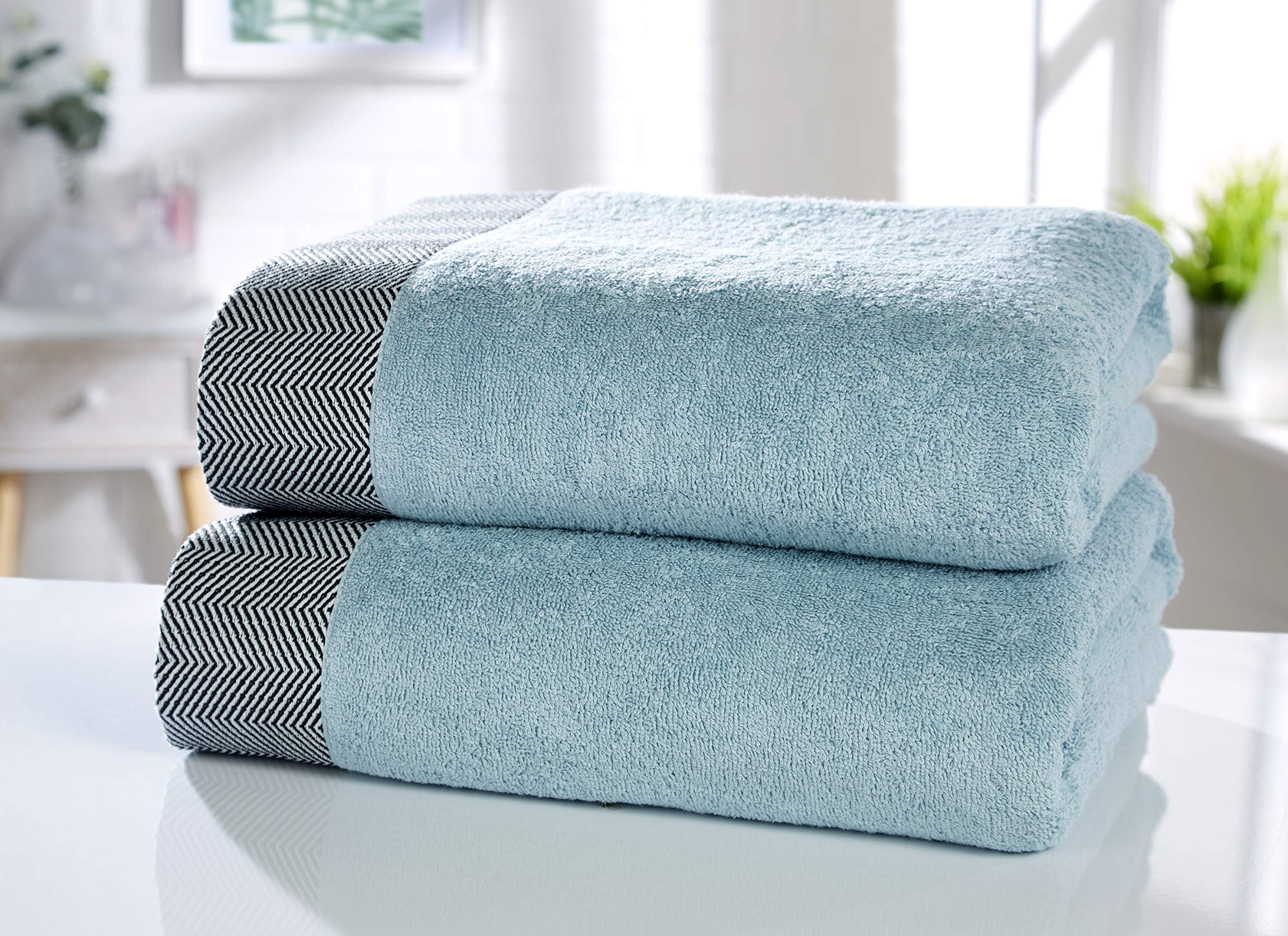 Rapport Tidal 100% Cotton 2 Piece Bath Sheet Set – Duck Egg Blue