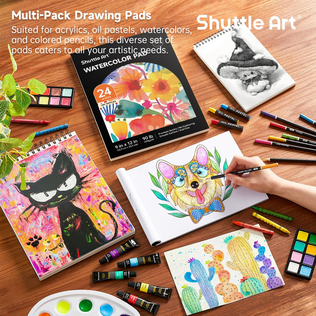 Shuttle Art 186 Piece Deluxe Art Set – Professional Wooden Case Kit