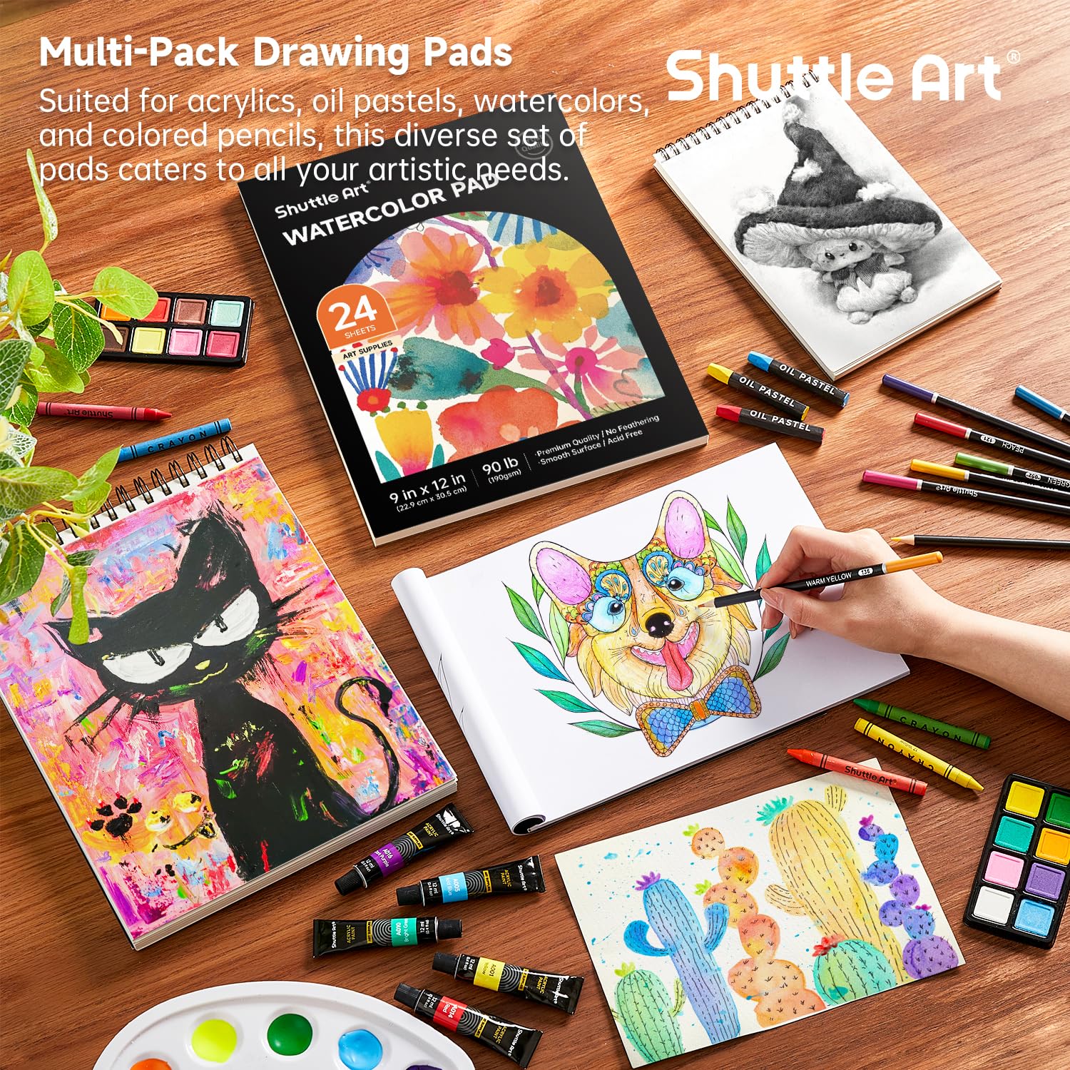 Shuttle Art 186 Piece Deluxe Art Set – Professional Wooden Case Kit