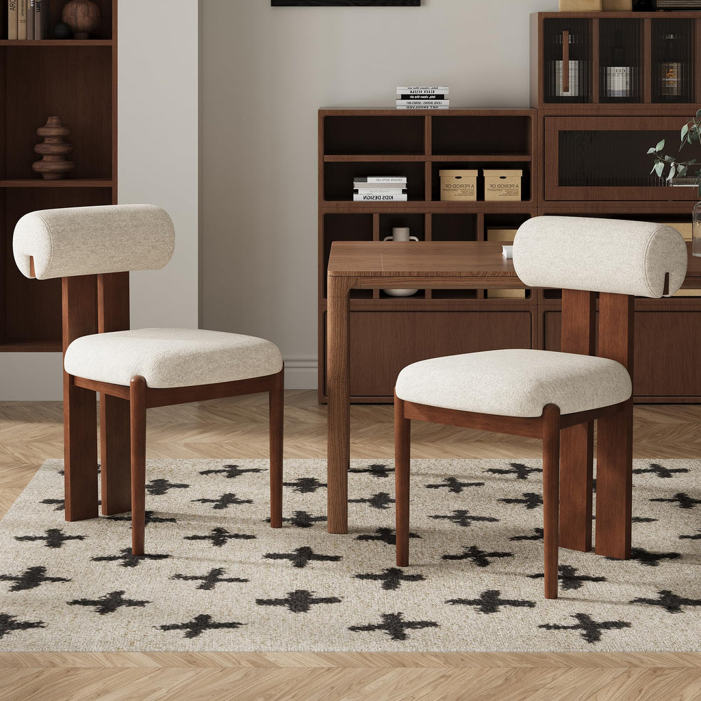 Dining Chairs Set of 2, Dining Room Chairs Upholstered Chenille Fabric, Wooden Kitchen Chairs with Padded Seat & Solid Wood Frame
