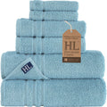 Hawmam Linen 6-Piece Turkish Cotton Bath Towel Set – Light Blue