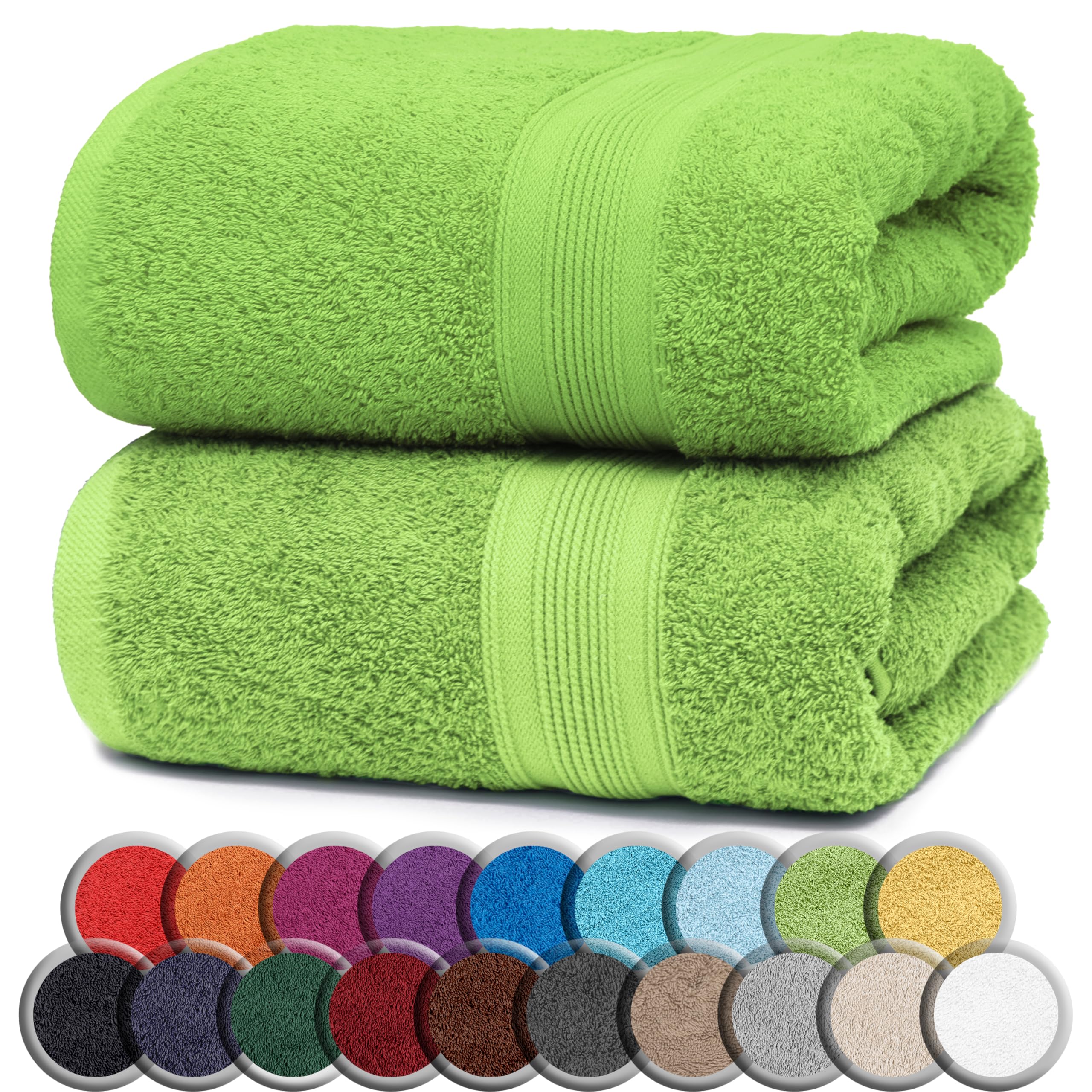 NatureMark 2er Pack Saunatücher 80x200 cm – 100% Baumwolle Apfelgrün