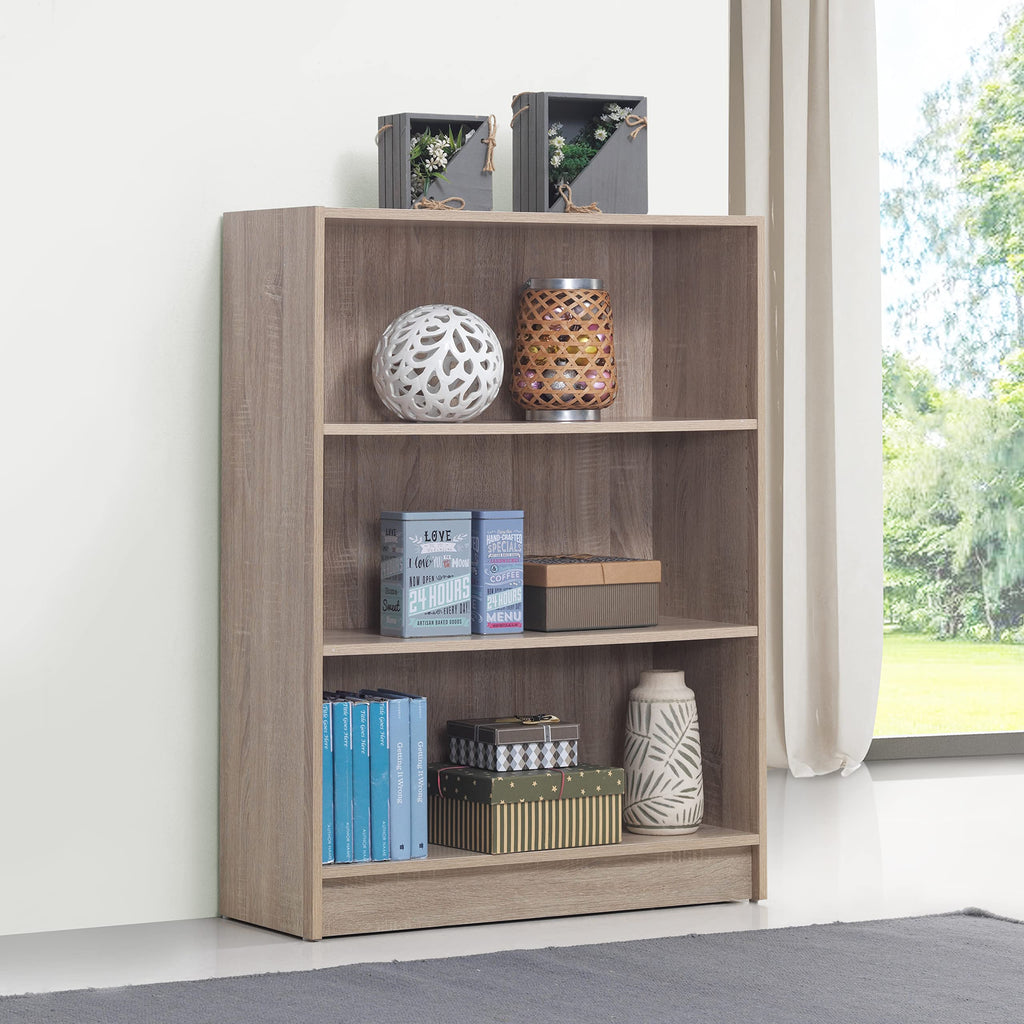 Timber Art Design UK 3 Tier Bookcase Open Tall Shelf Rack Contemporary Organizer Display Shelving Unit for Modern Living Room, Office Space