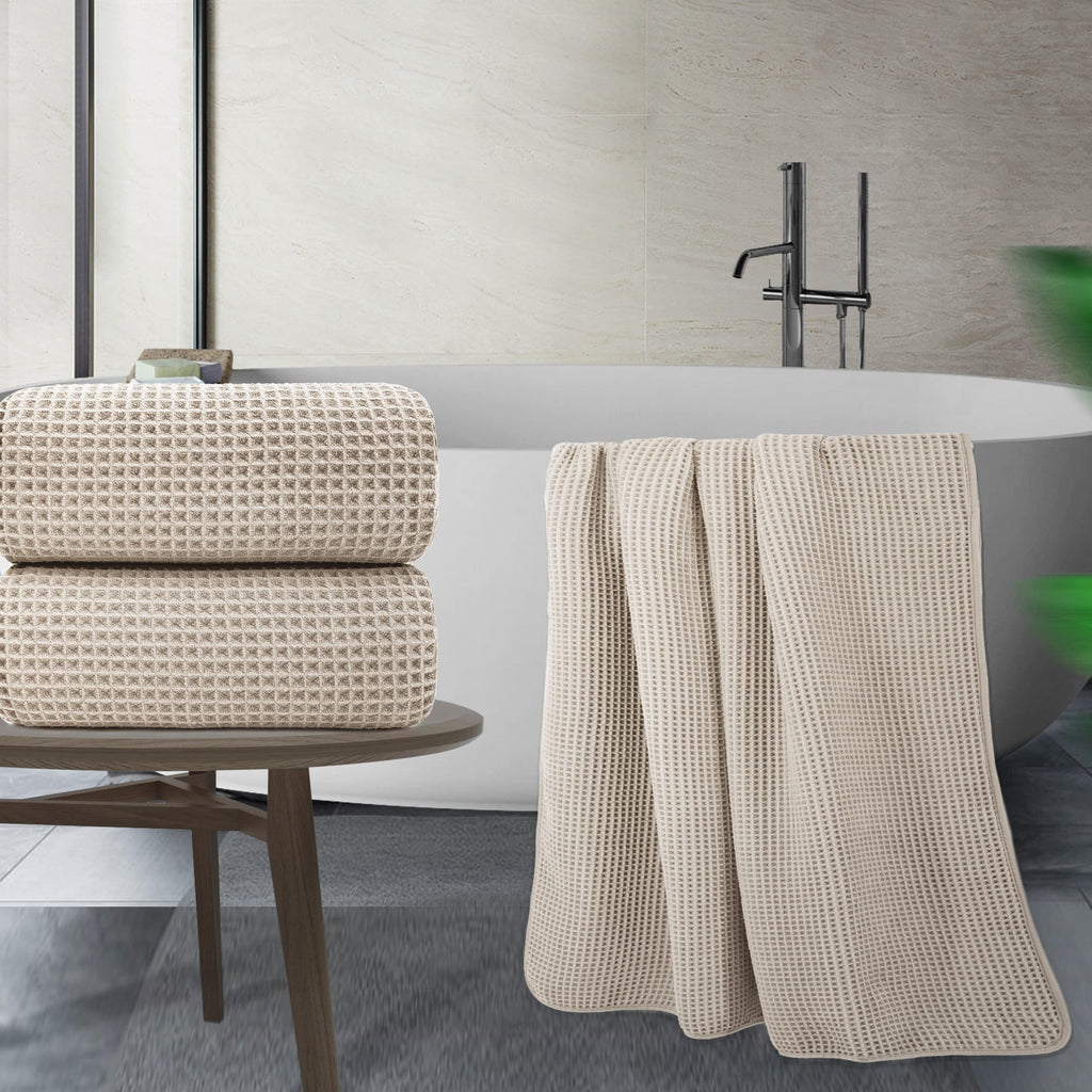 Polyte Microfibre Bath Sheets – Quick Dry Waffle Weave Towels, Set of 2