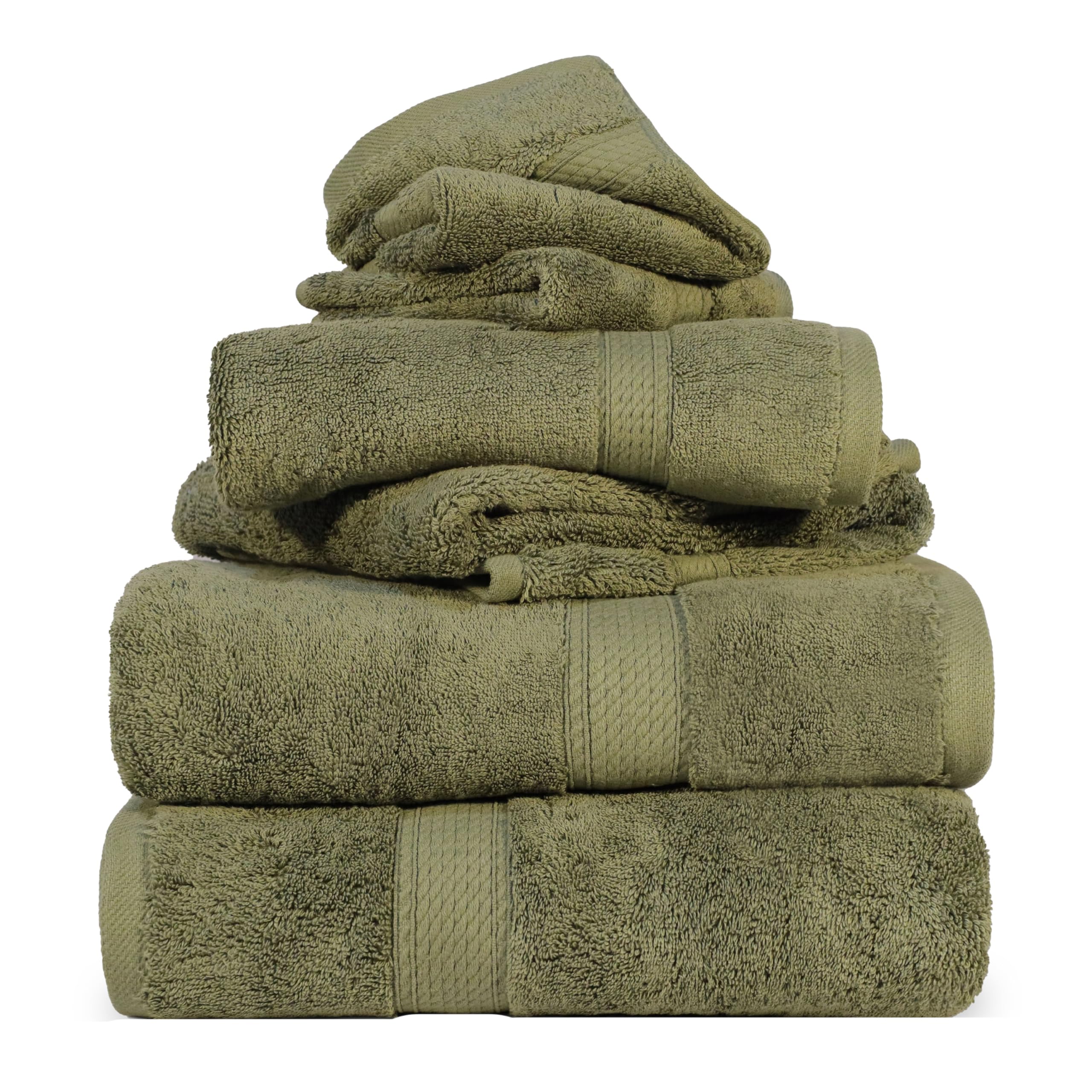 Jolof Store 900 GSM Cotton Towel Set | 6-Piece Luxury Bath Set – Green