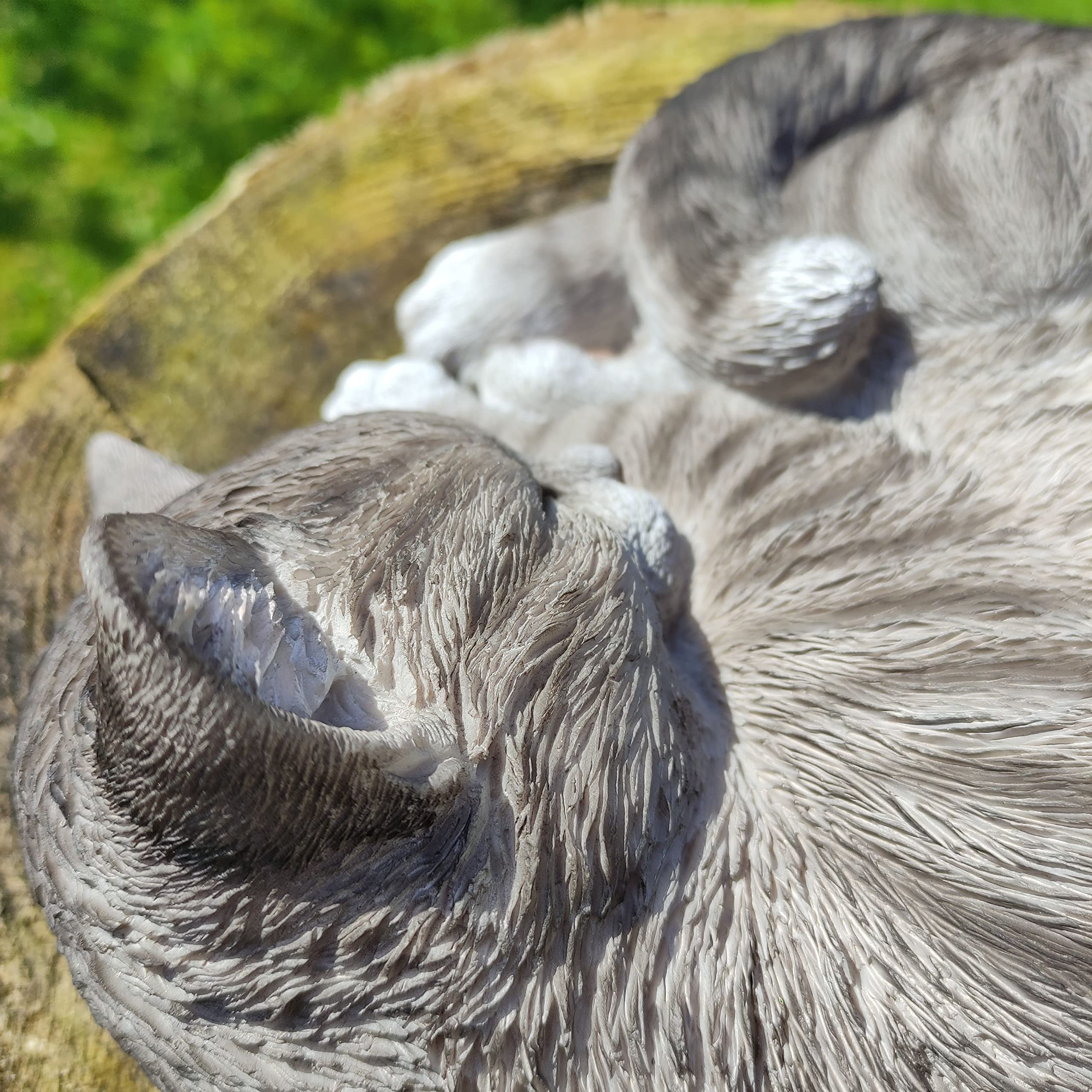 Vivid Arts Real Life Sleeping Tabby Cat - Resin Garden Ornament