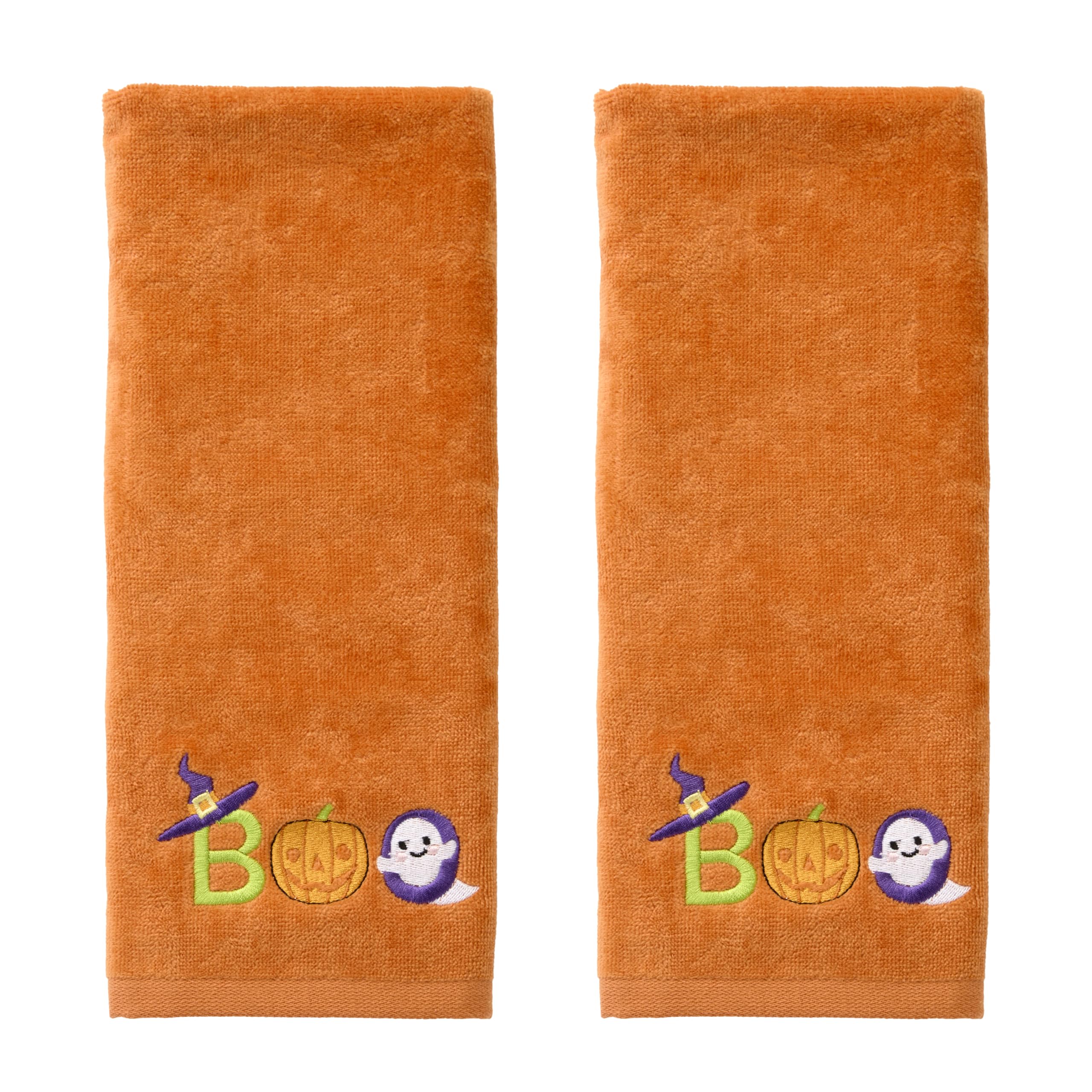 SKL Home Halloween Boo Embroidered Cotton Hand Towel Set | 2-Pack