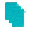 frottana Pearl Cotton Wash Glove Set of 3 – Ocean Blue, 15 x 20 cm