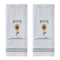 SKL Home Sunshine Hand Towel Set – White Embroidered Cotton Velour