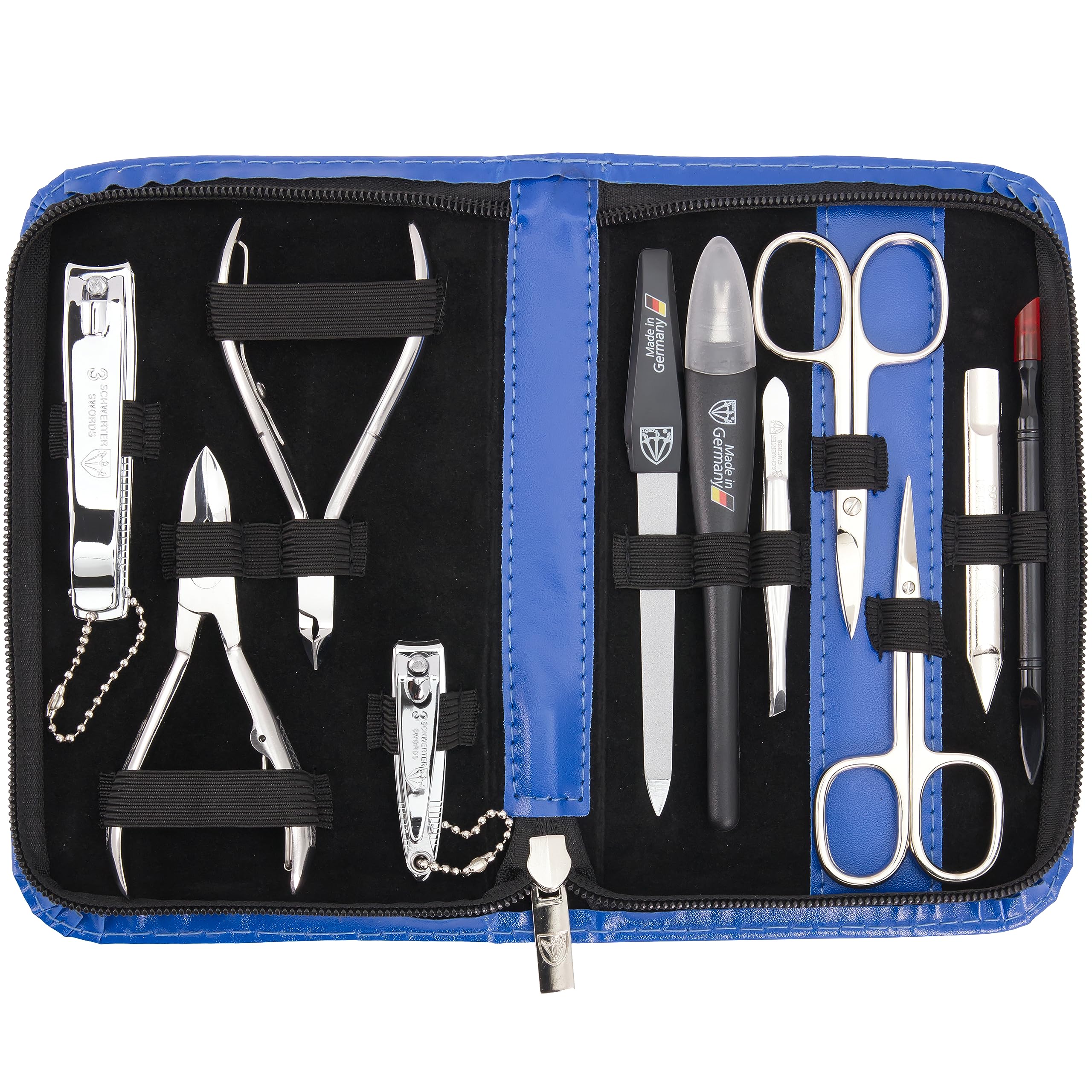 3 Swords Germany 10-Piece Manicure & Pedicure Set - Blue Leather Case