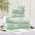 Amrapur Overseas Artesia Damask 6-Piece Cotton Jacquard Towel Set, Sage