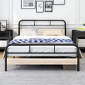 Diahomy King Bed Frame – Metal Platform Bed with Wooden Headboard
