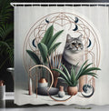 Abakuhaus Cat Shower Curtain | Bohemian Fabric Bathroom Decor, 175 x 200 cm