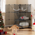 YITAHOME 3-Tier Metal Cat Cage - DIY Indoor Playpen with Hammock & Ladders
