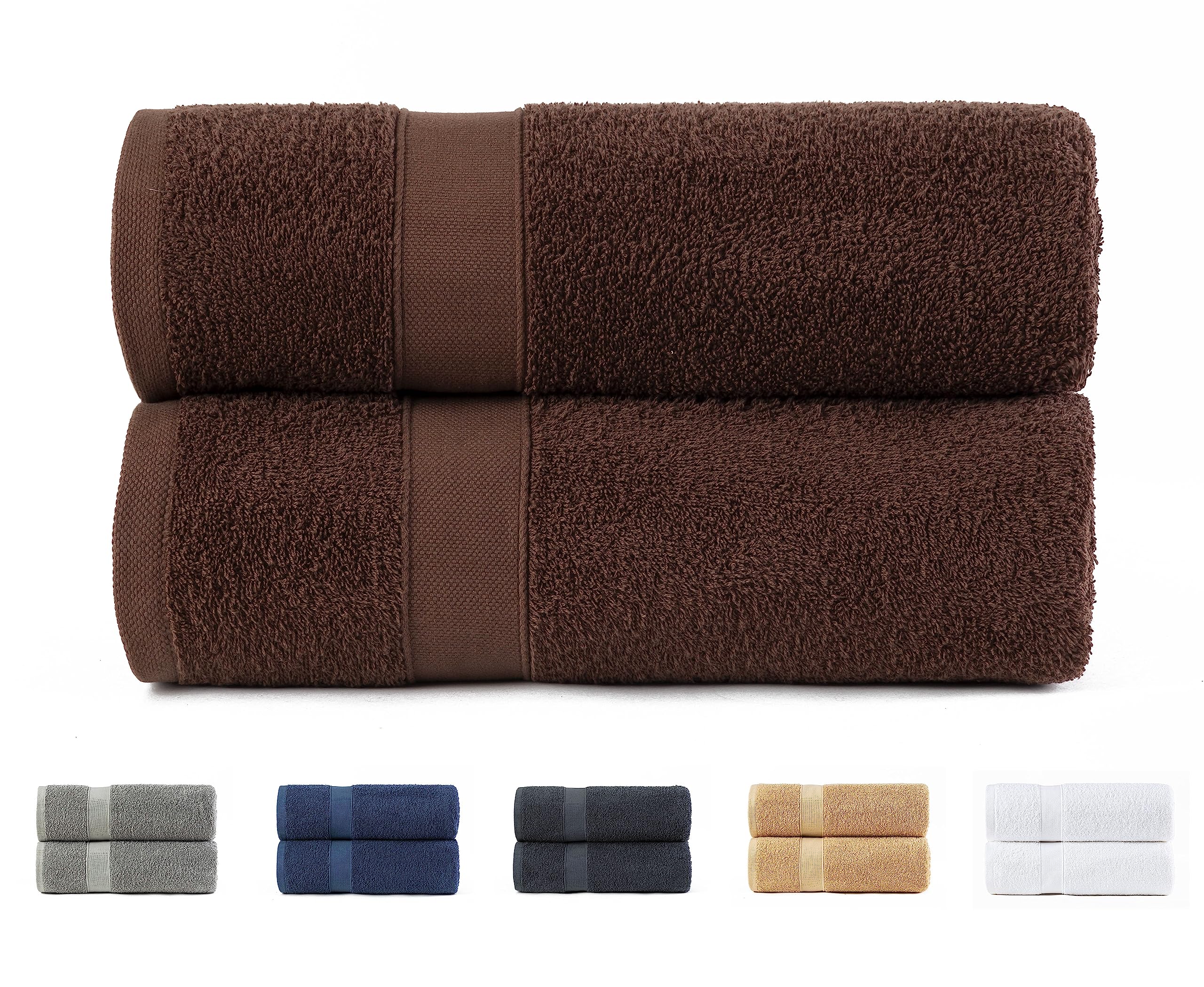 Todocama Set of 2 Cotton Shower Towels | 550 GSM | Chocolate, 70x140cm