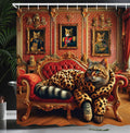 Abakuhaus Cat Shower Curtain | Royal Kitty Leopard Print Fabric, 175x200cm