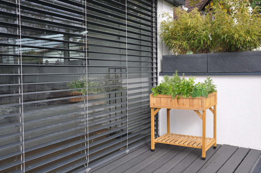 VegTrug 8 Pocket Herb Planter – Natural Wooden Raised Garden Bed