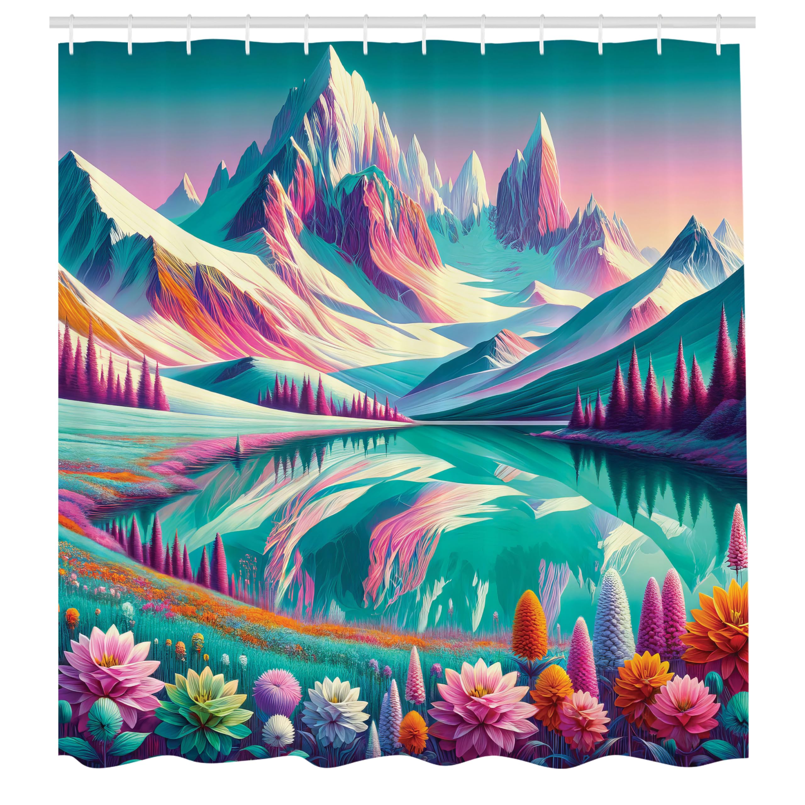 Abakuhaus Lake Mountain Shower Curtain | Waterproof Fabric | 175 x 200 cm