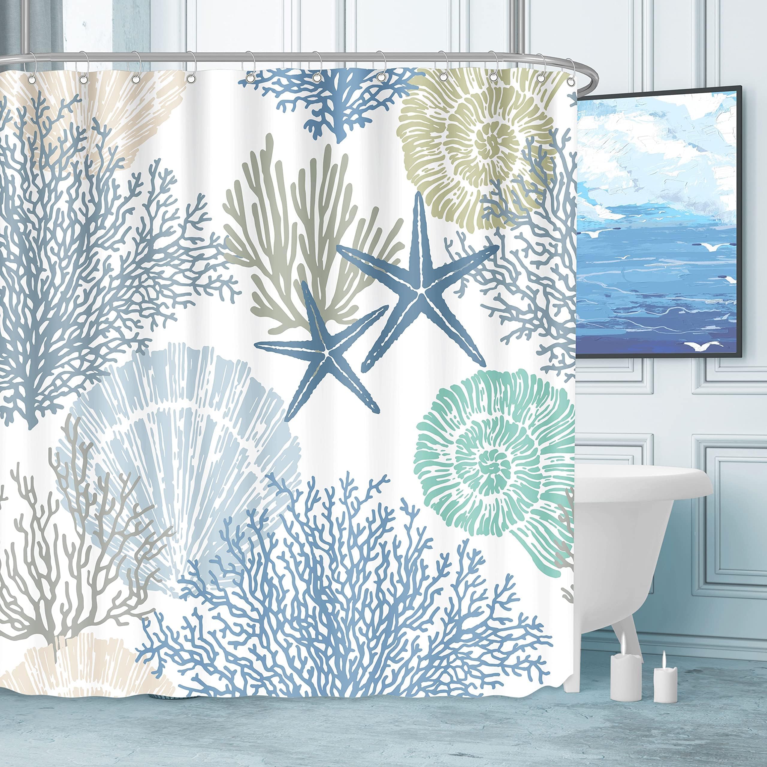 Nautical Coastal Fabric Shower Curtain - Waterproof Polyester
