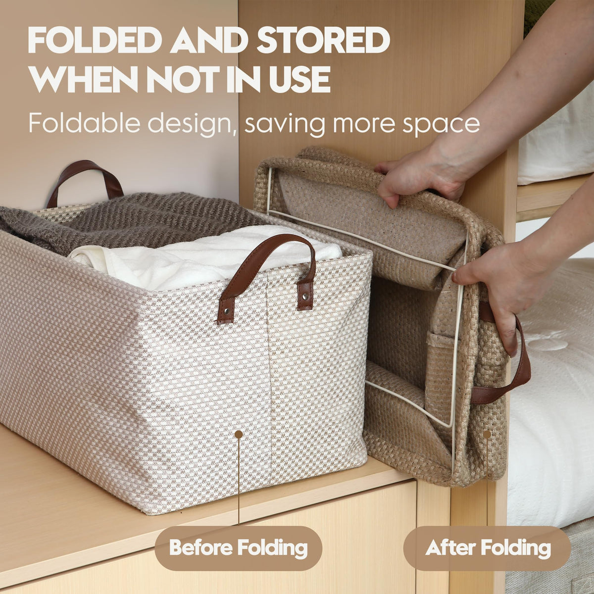 Sea Team Square Jute Structured Storage Basket Built-in Frame