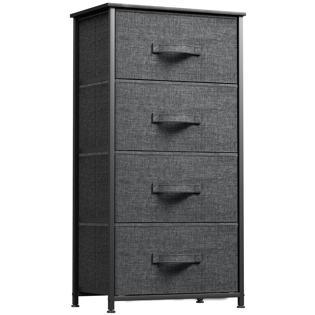 YITAHOME 4-Drawer Fabric Dresser – Storage Chest with Wood Top, Gray