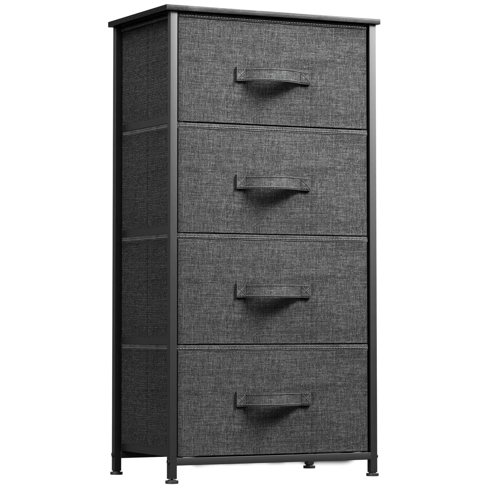 YITAHOME 4-Drawer Fabric Dresser – Storage Chest with Wood Top, Gray