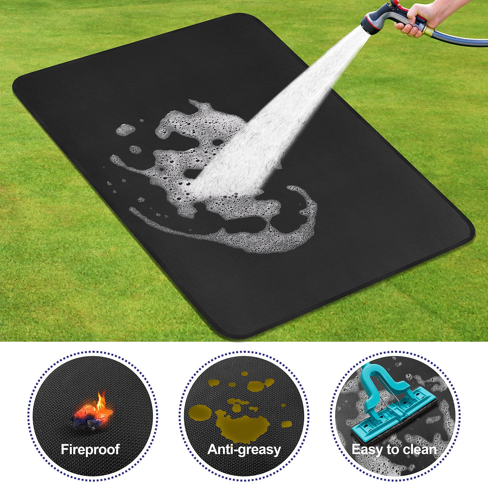 GanKe Fireproof Grill Mat | 152x100cm Silicone BBQ Deck Protector
