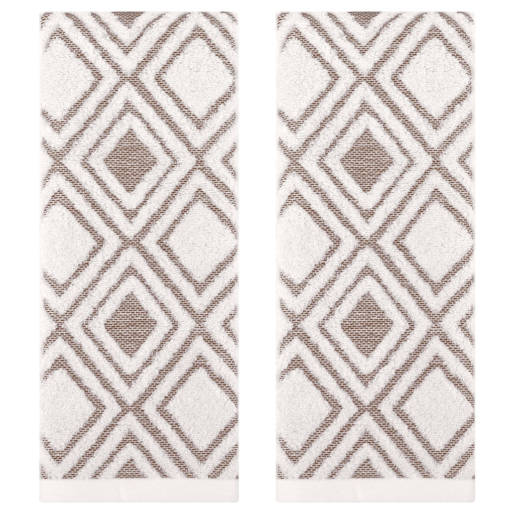 HMETOL Geometric Pattern Cotton Decorative Soft Absorbent Hand Towels