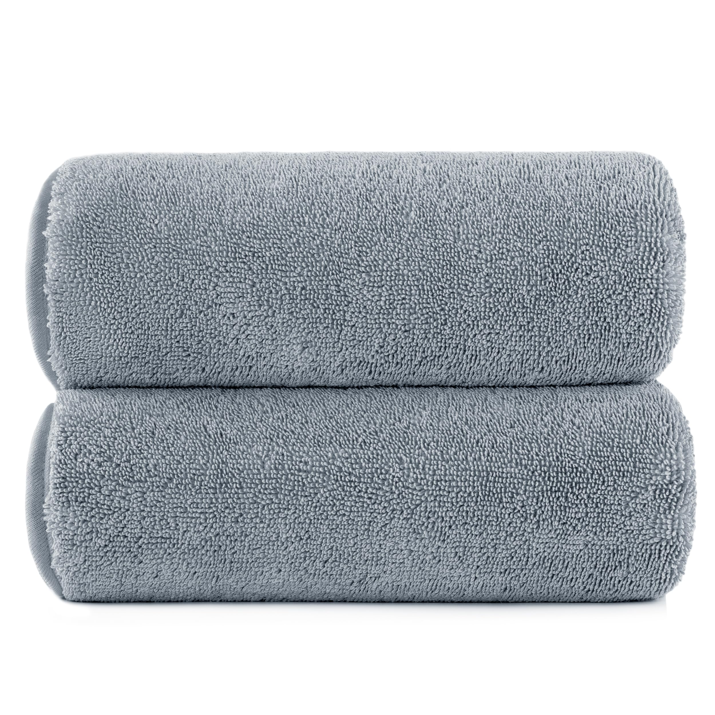Polyte Microfibre Bath Towels – Oversize Quick Dry Terry Twist, 2 Pack