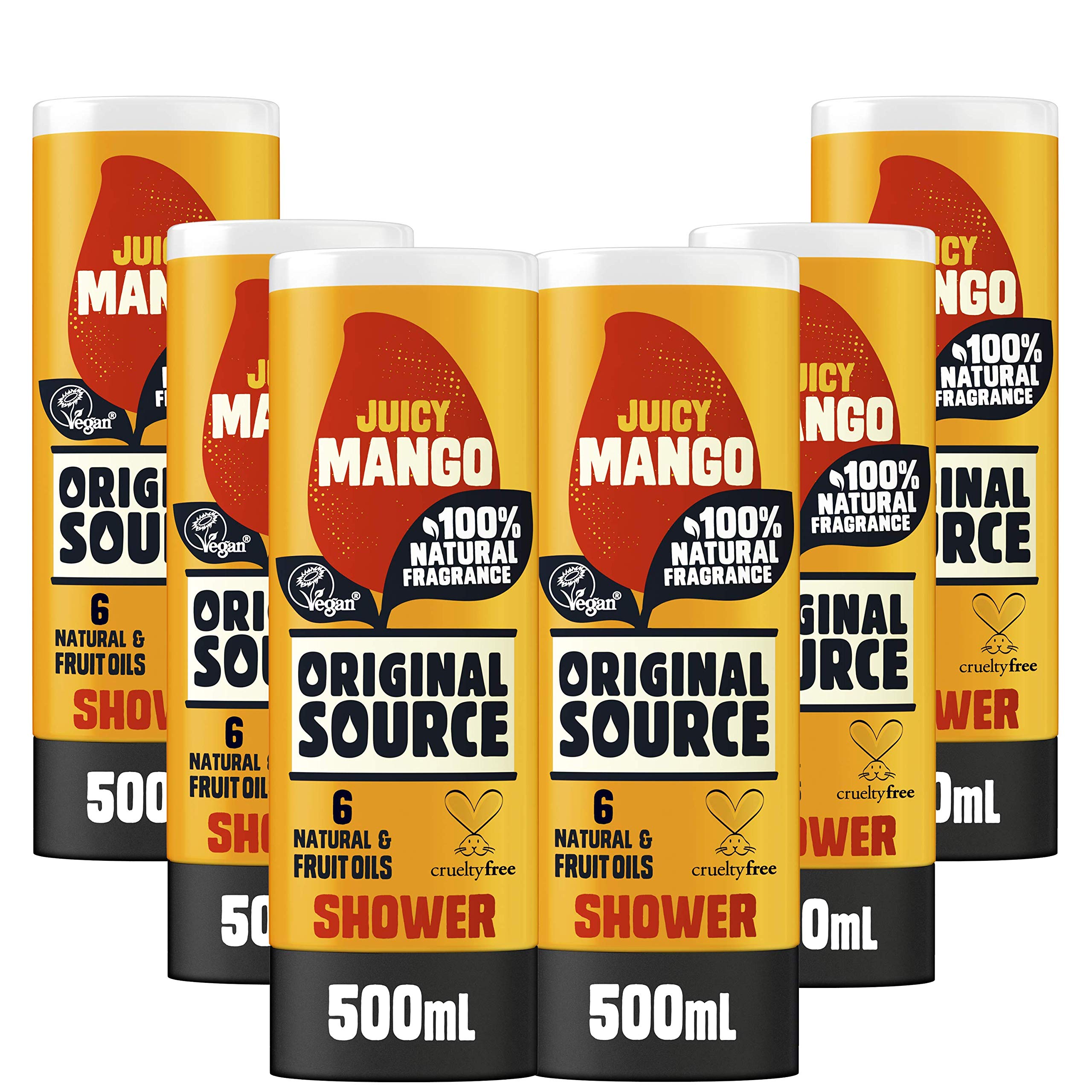 Original Source Mango Shower Gel - Vegan & Natural - 500ml (Pack of 6)