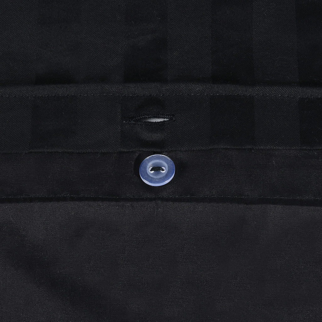 Sleepdown Black Satin Stripe Reversible Duvet Cover Set | Double Bedding