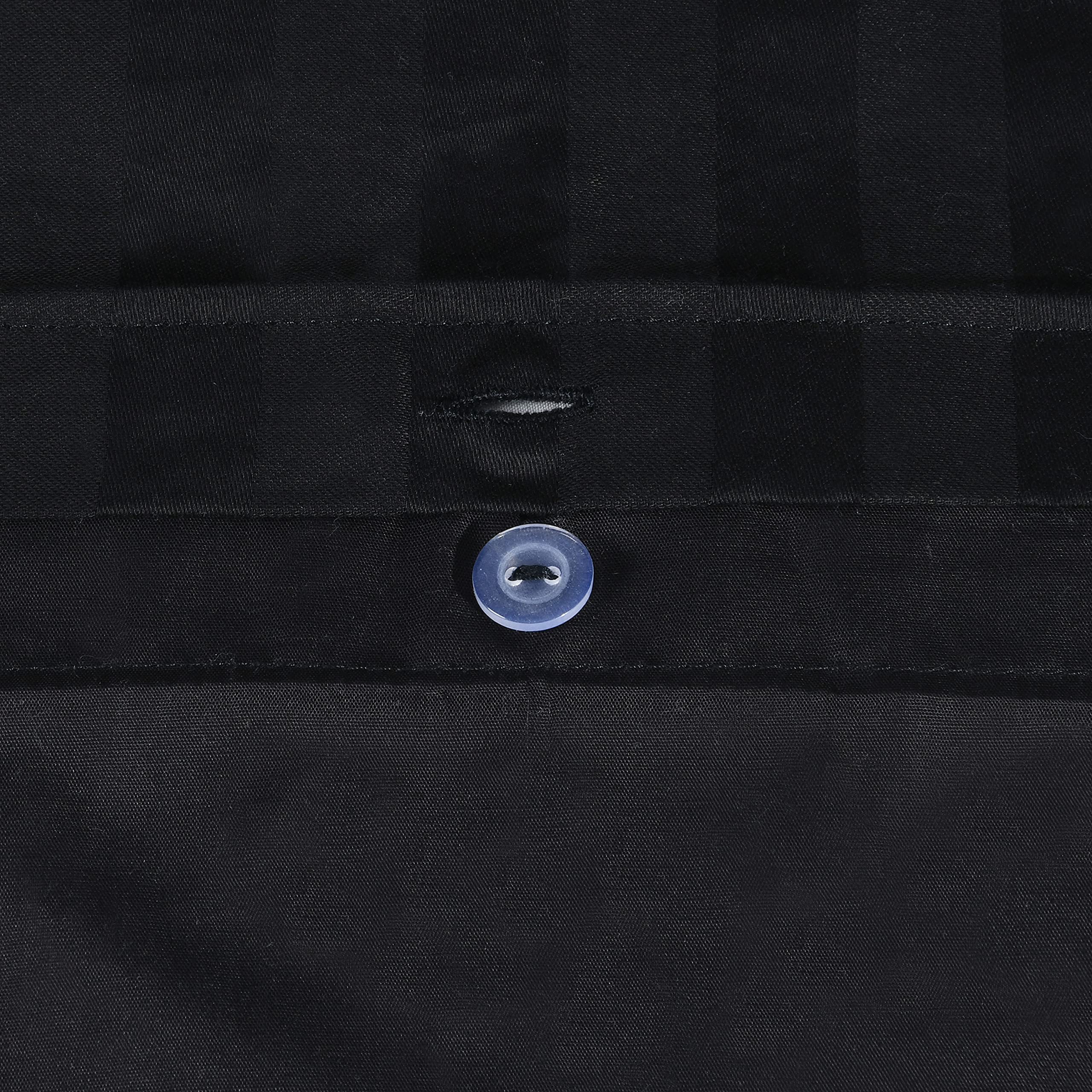 Sleepdown Black Satin Stripe Reversible Duvet Cover Set | Double Bedding