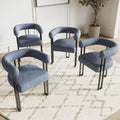 Farini Velvet Dining Chairs Set of 4 – Modern Upholstered Accent Chairs, Blue