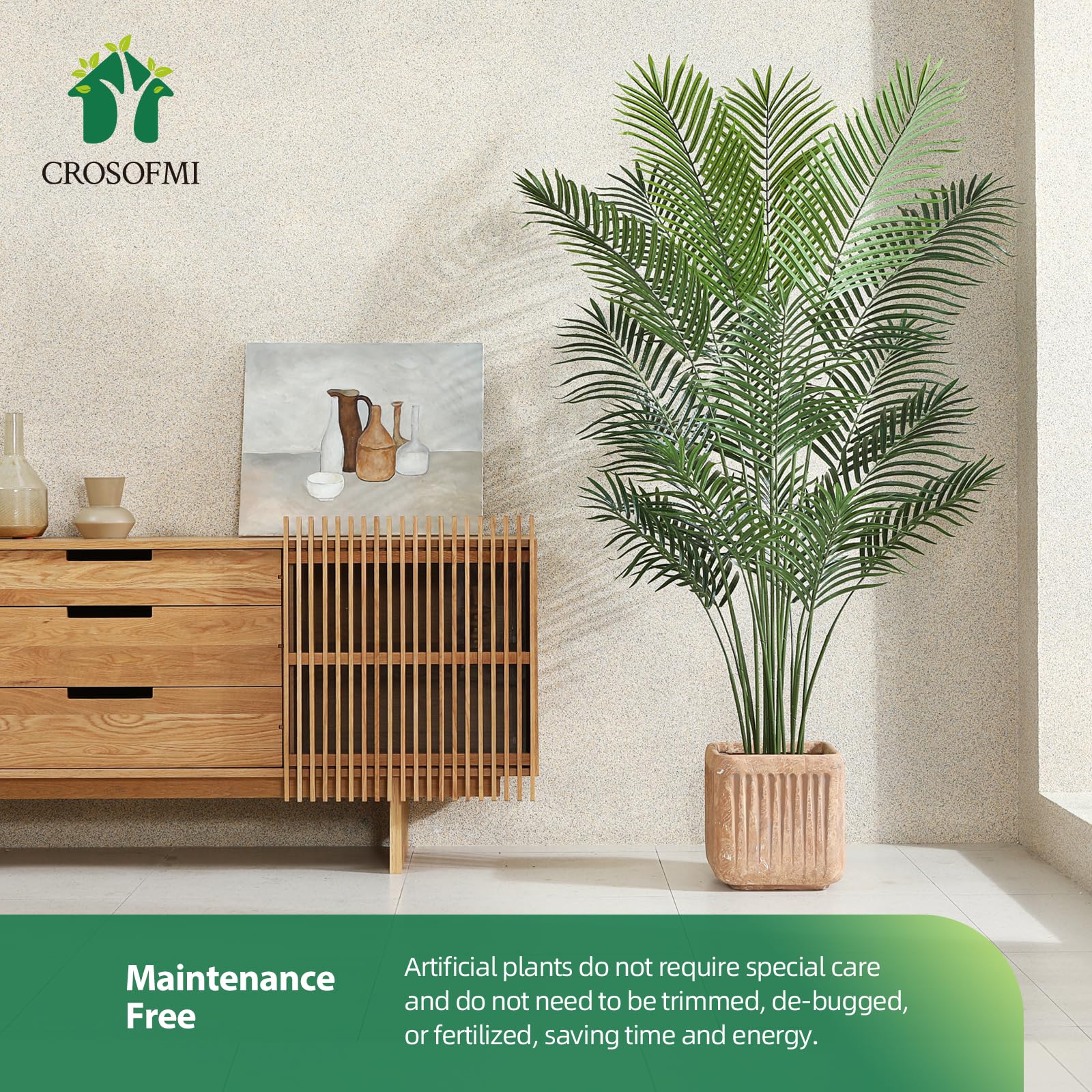 CROSOFMI 170CM Artificial Areca Palm Tree | Faux Tropical Plant in Pot