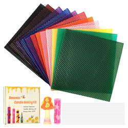 100% Natural Beeswax Candle Making Kit – 12 Colors with Wicks