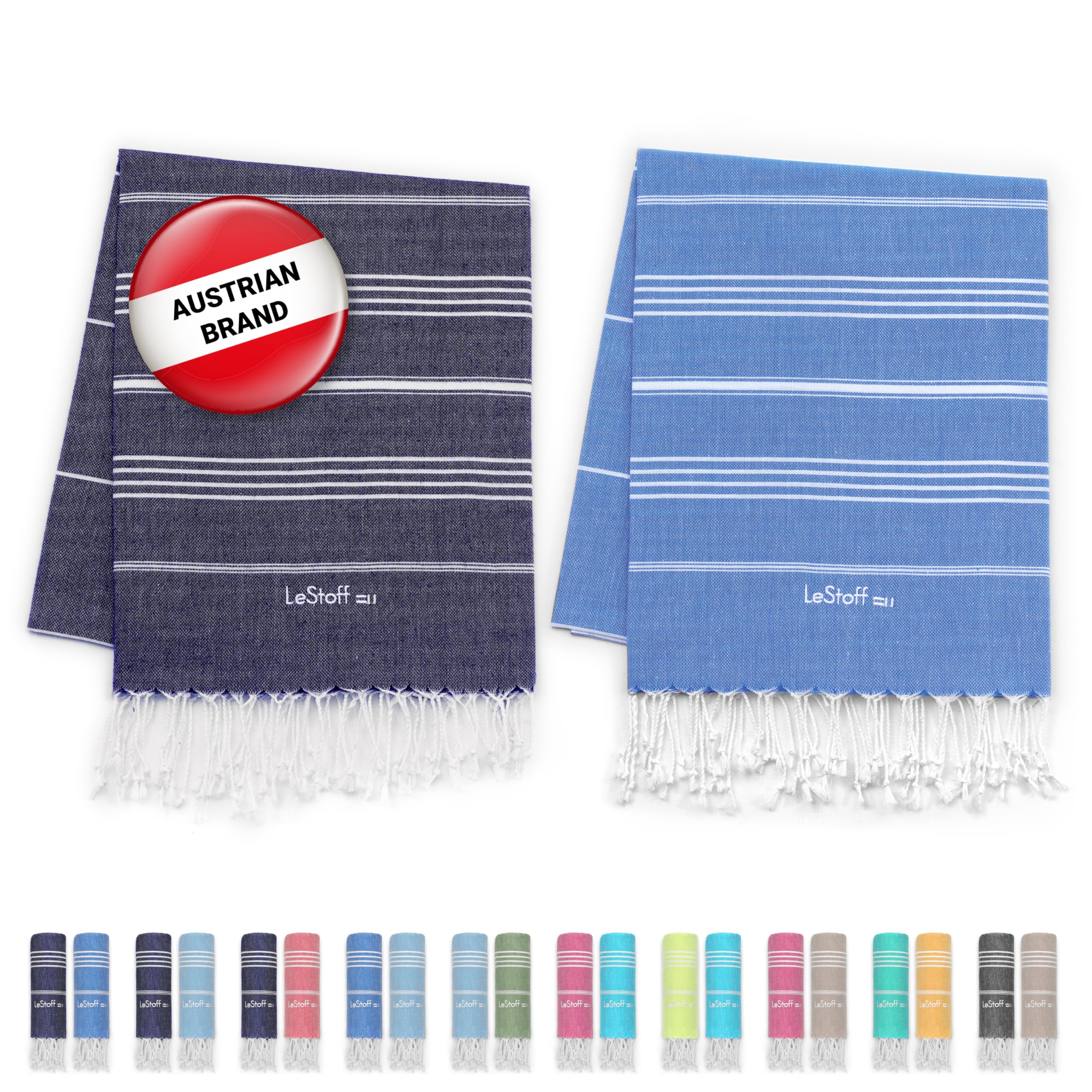 LeStoff Organic Cotton Hammam Towel Set of 2 – Quick-Dry Beach & Spa