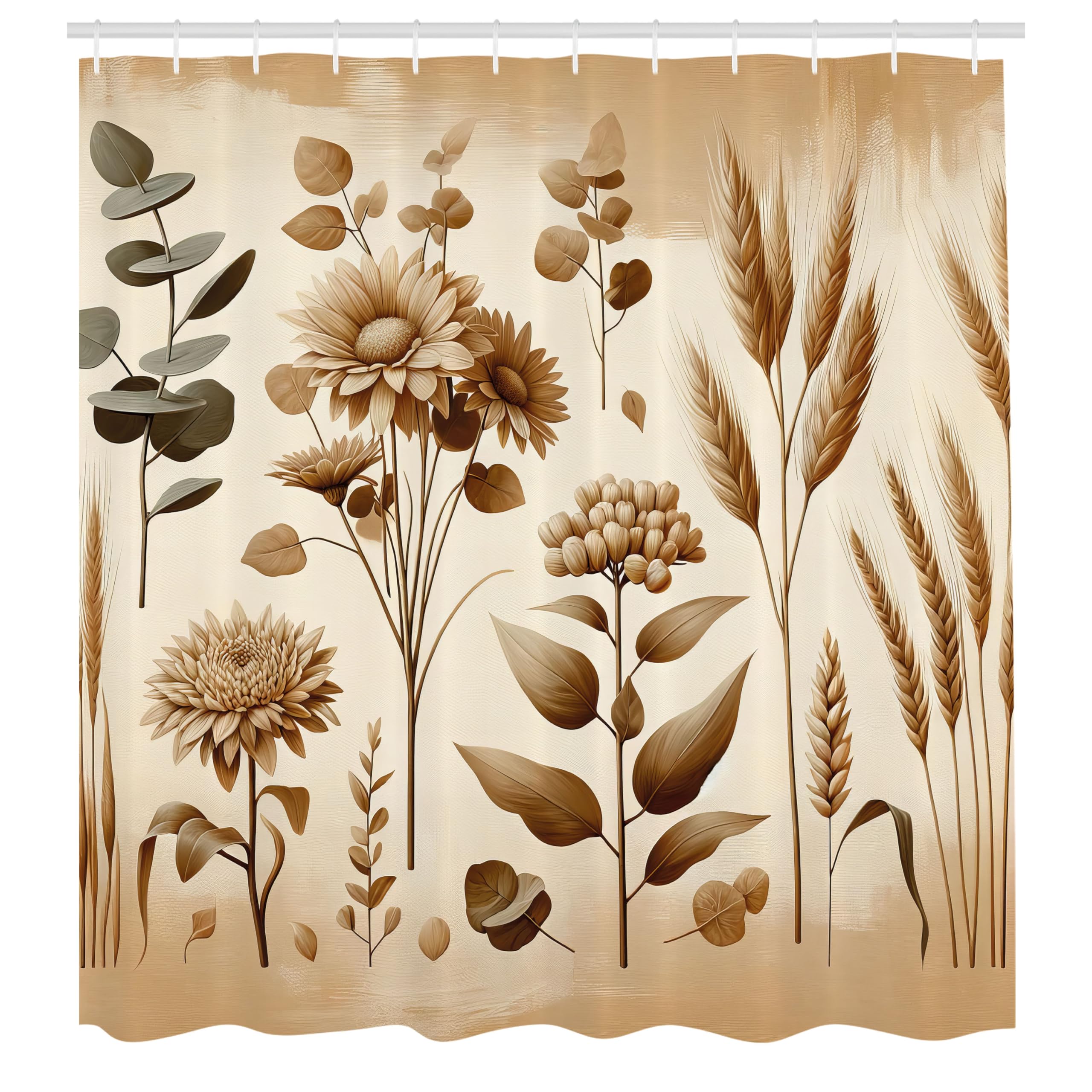 Abakuhaus Botanical Shower Curtain | Waterproof Turkish Fabric, 175x200cm