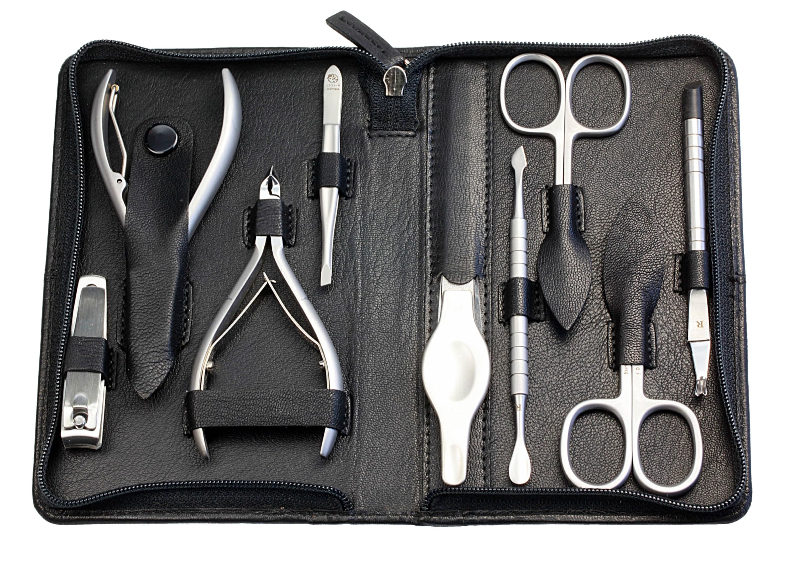 Hans Kniebes 9-Piece Manicure Set | Nappa Leather & Stainless Steel