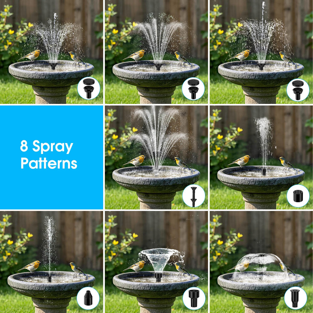 Biling Solar Pond Fountain - 8W Water Pump with 3600mAh Battery Backup