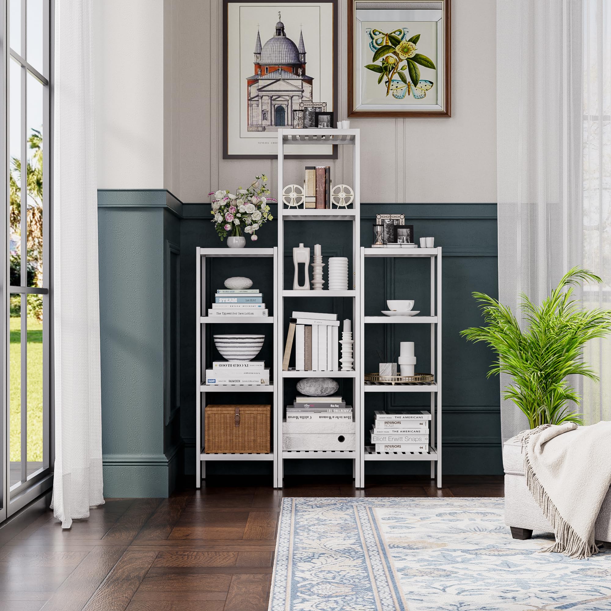 SMIBUY 4-Tier Bamboo Bathroom Storage Shelf | Space-Saving Rack - White