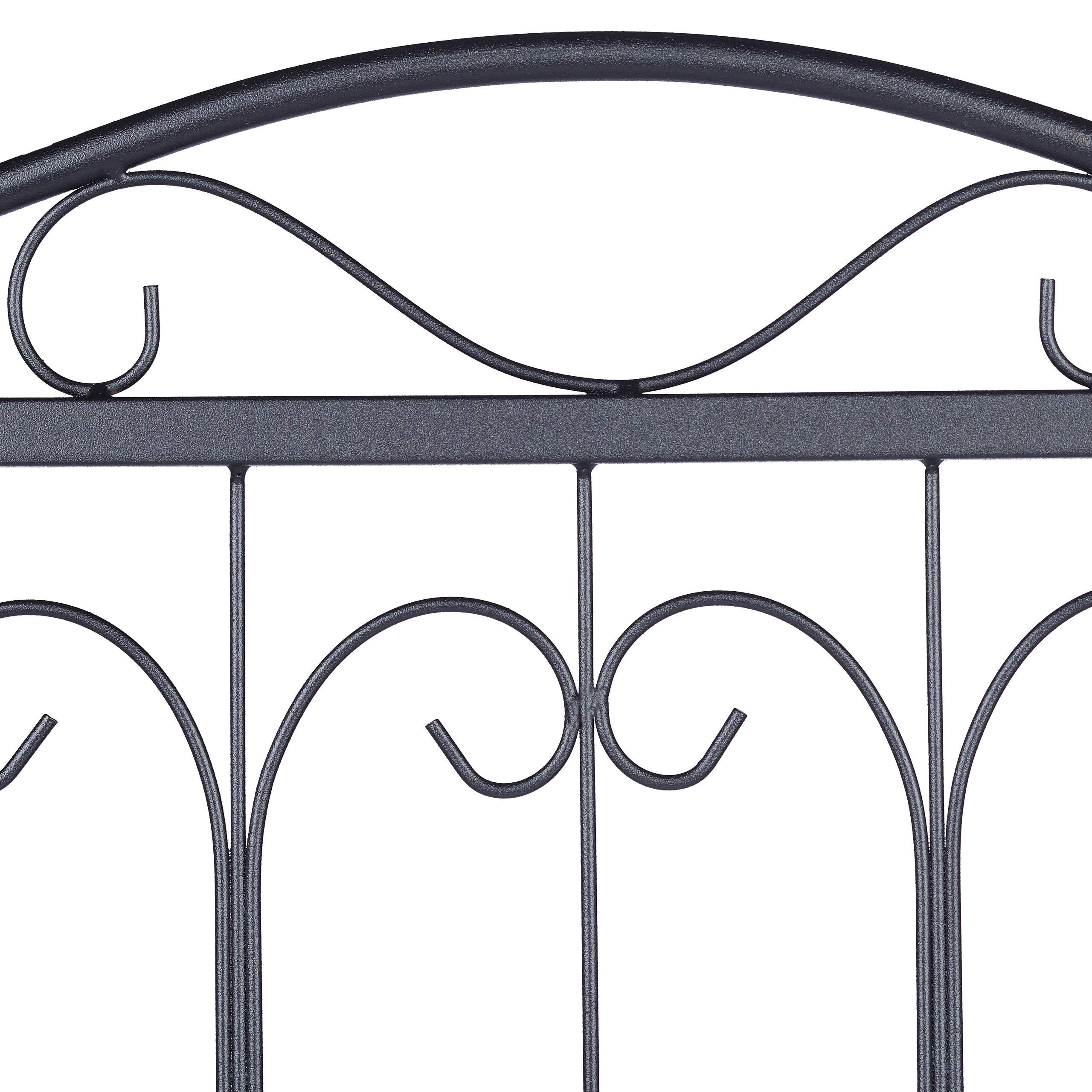 Relaxdays Goth Metal Garden Fence Panels - Set of 4 Black Iron Trellis
