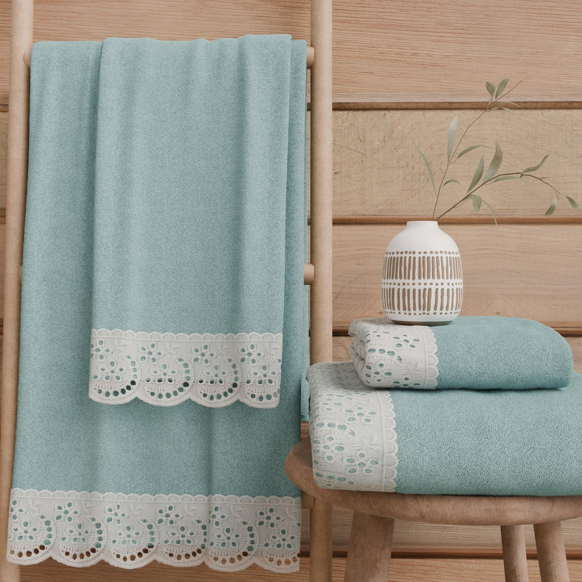PETTI Artigiani Italiani - 100% Cotton Terry Bath Towels, 1+1 Towel Set, 2 Pieces 1 Face Towel and 1 Hand Towel, Aquamarine - image 1