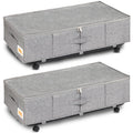 Huquter Under Bed Storage on Wheels | 50L Foldable Rolling Bin, 2 Pack