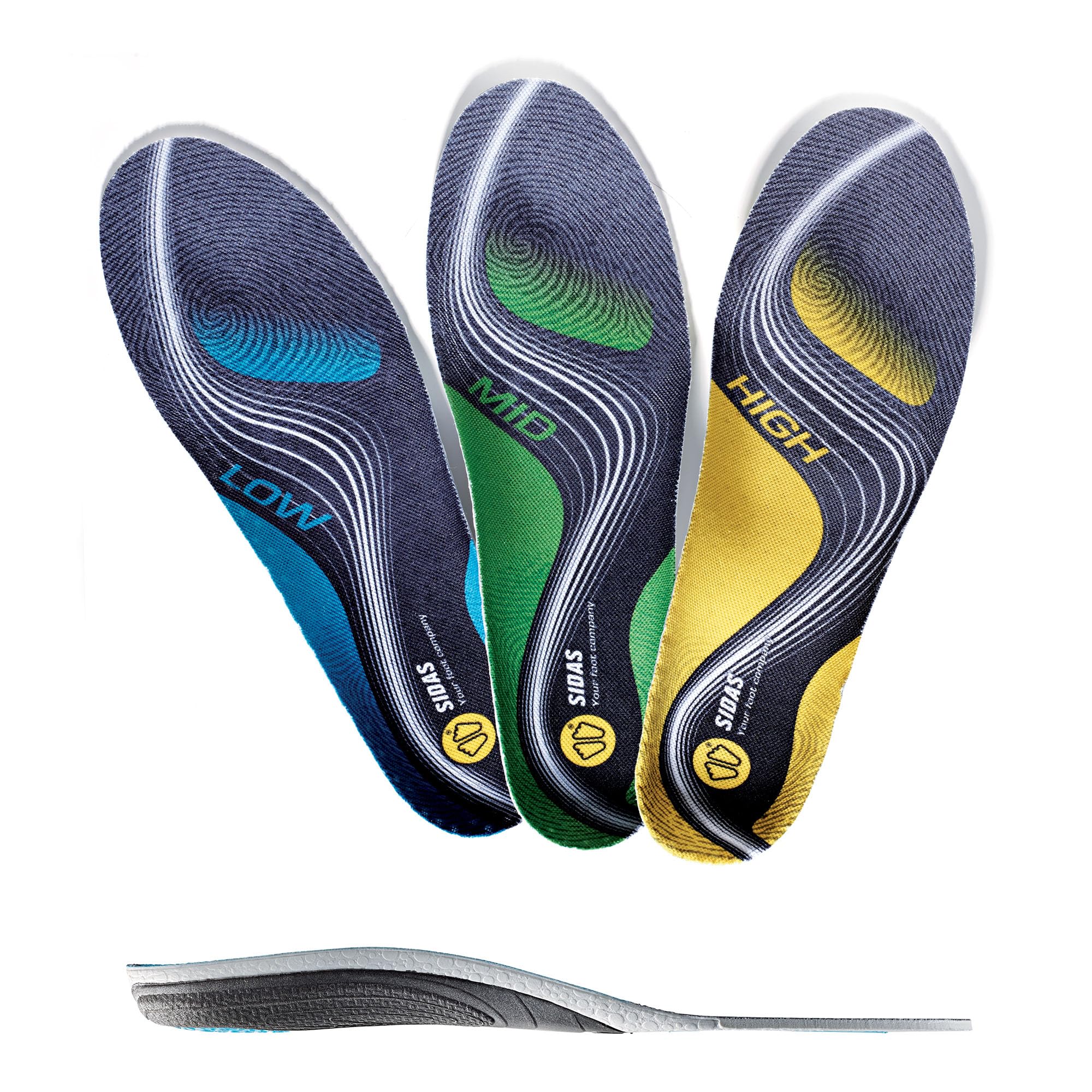 Sidas 3Feet Activ' Low Arch Support Insoles – Blue/Black, Size 4-5