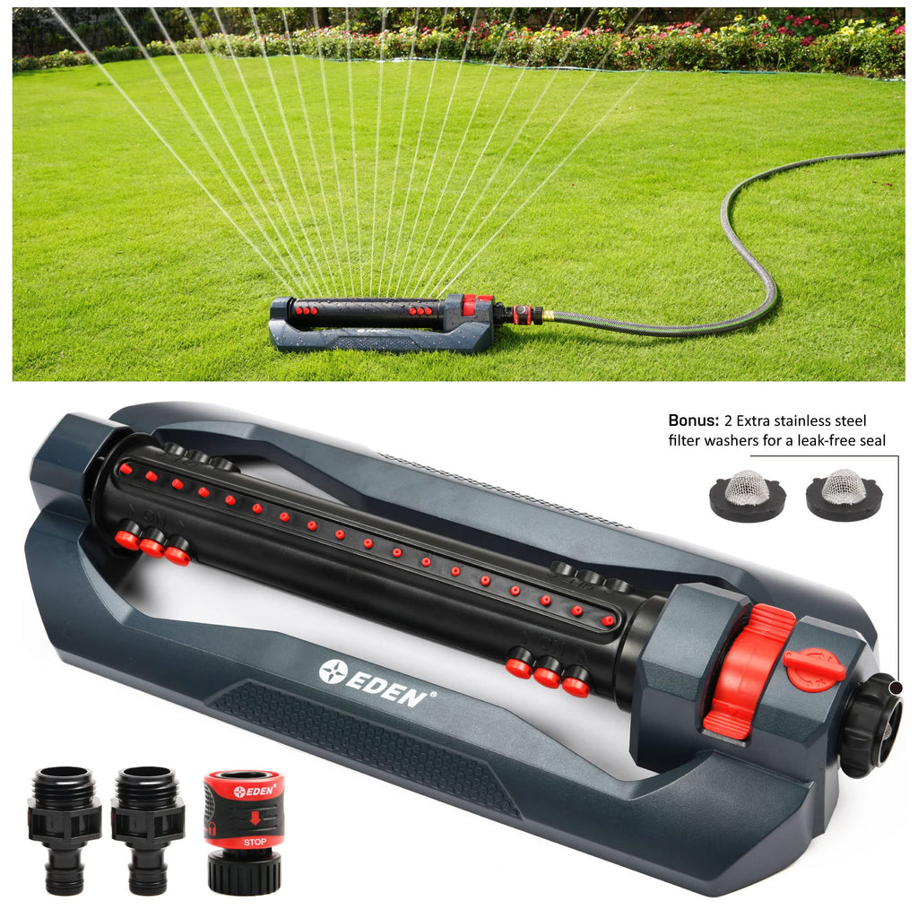 Eden Turbo Oscillating Sprinkler – 18 Nozzles for Large Yards 4,499 sq. ft.