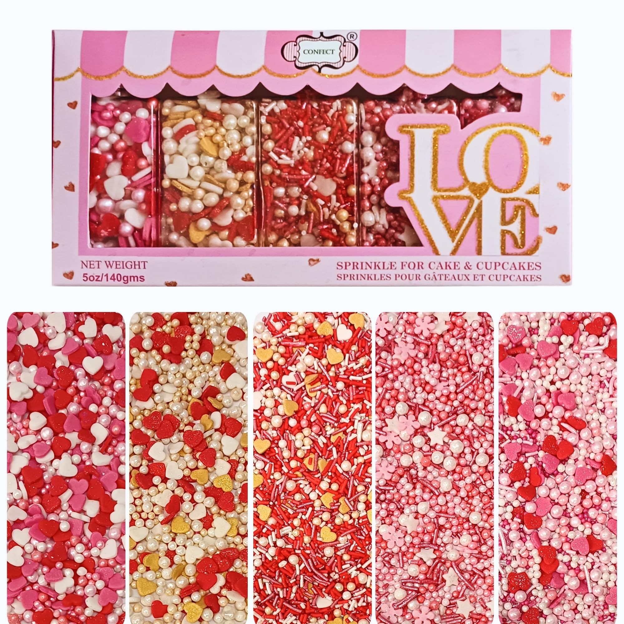 Confect Edible Sprinkles – Bake Stable Heart & Star Cake Decorations
