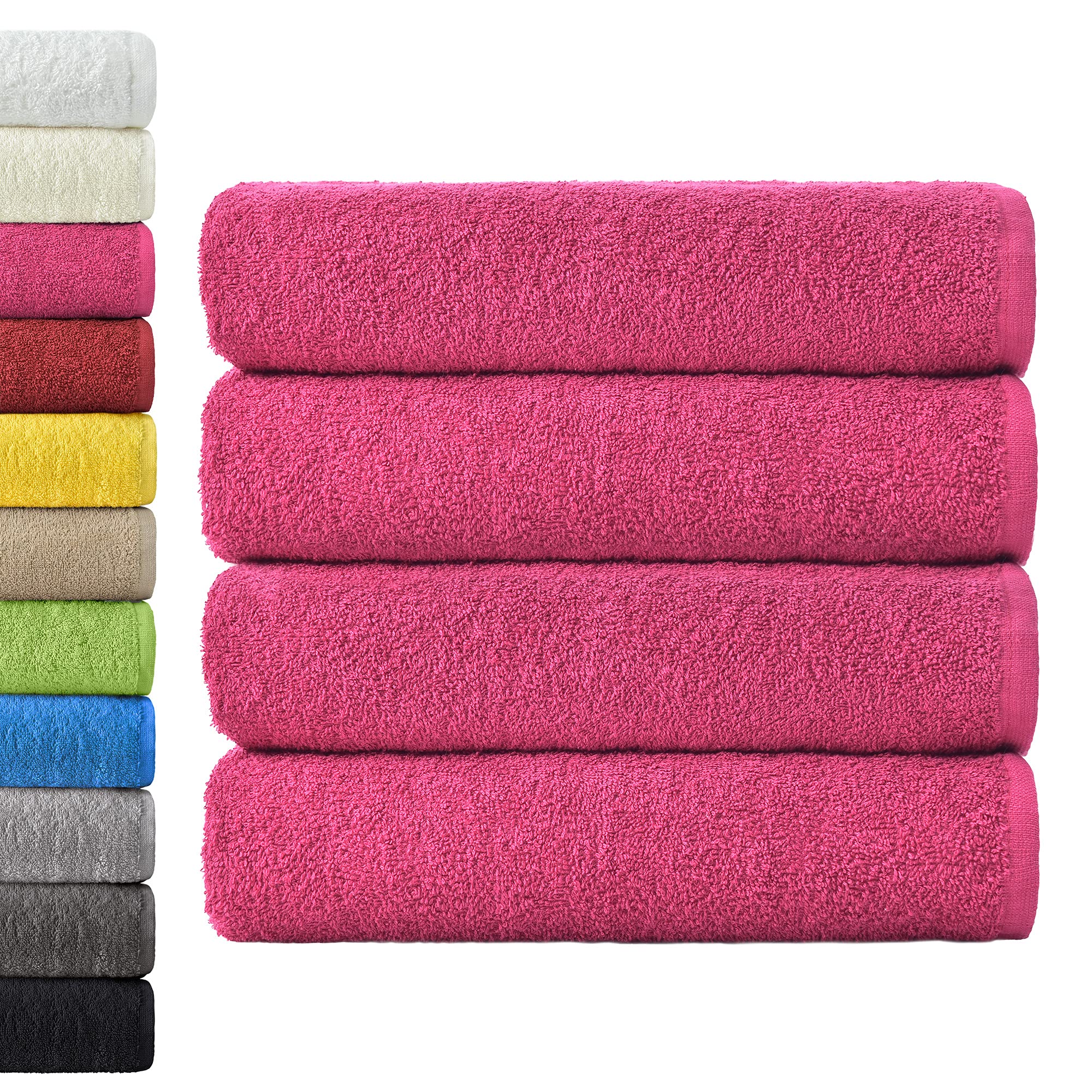 NatureMark 4-Piece Cotton Bath Towel Set | 70x140cm Soft Terry - Pink