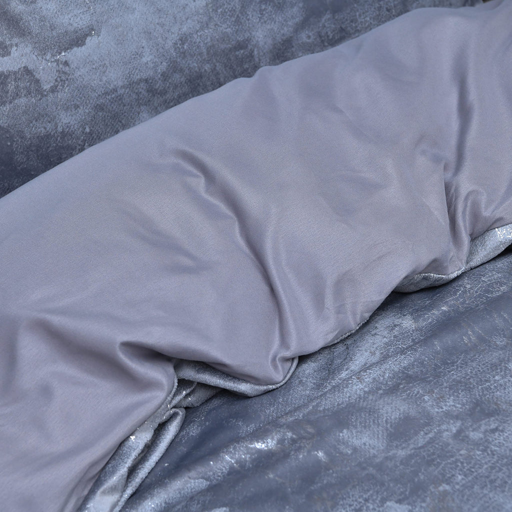 Sleepdown Marble Velvet Metallic Duvet Cover Set - Grey - Super King